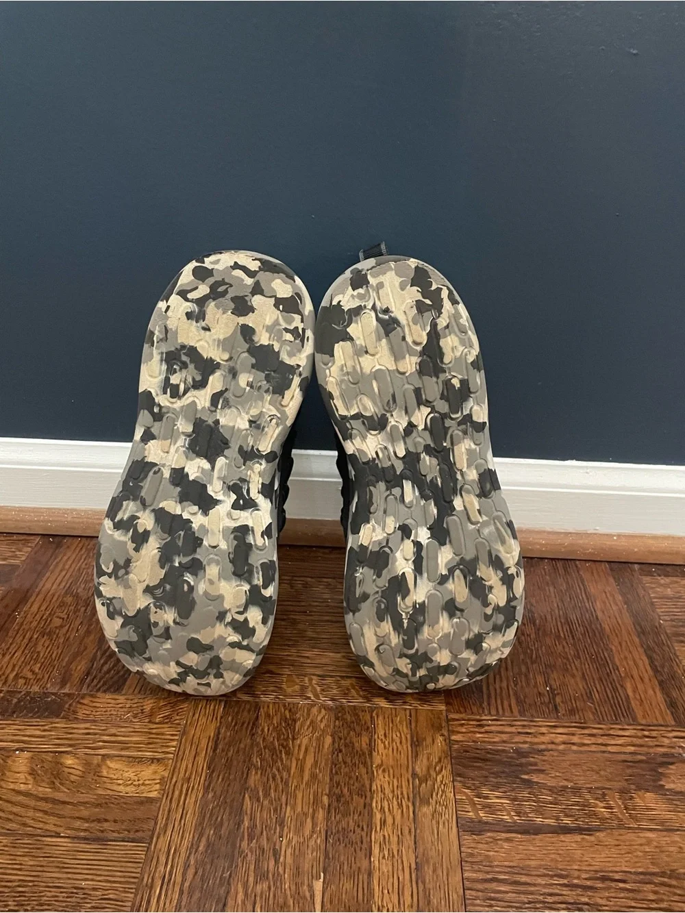 Kids Black Adidas Sneakers with Camo Sole